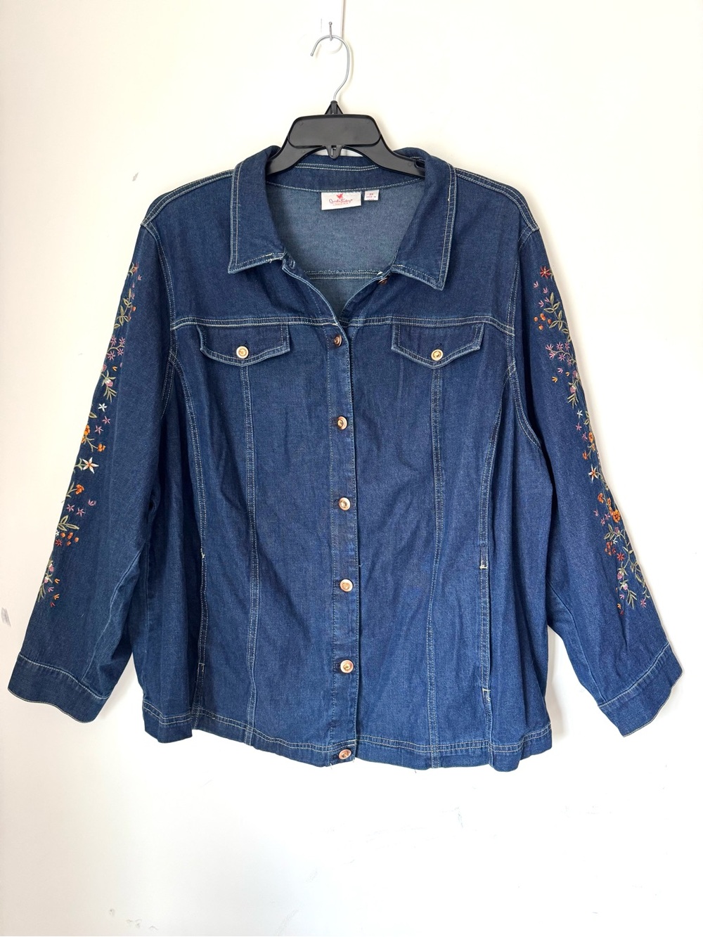Quacker Factory embroidered jean jacket 3X Shacket